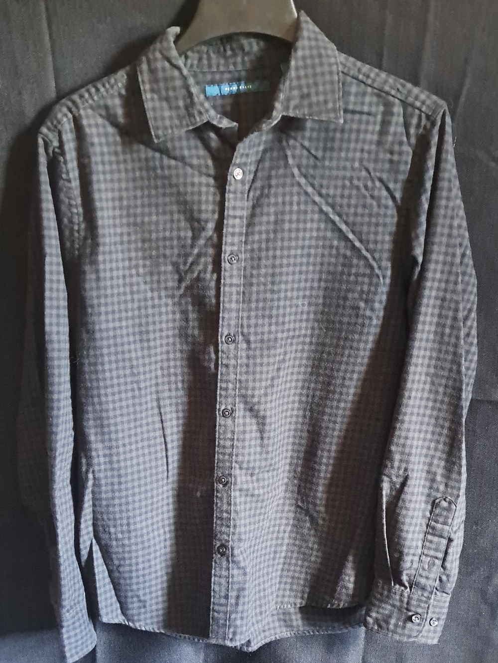 Perry Ellis Men's Gray Checked Button-Down Shirt